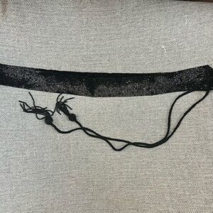 70's Black Beaded Belt String Tie